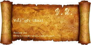 Végh Ubul névjegykártya
