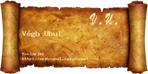Végh Ubul névjegykártya